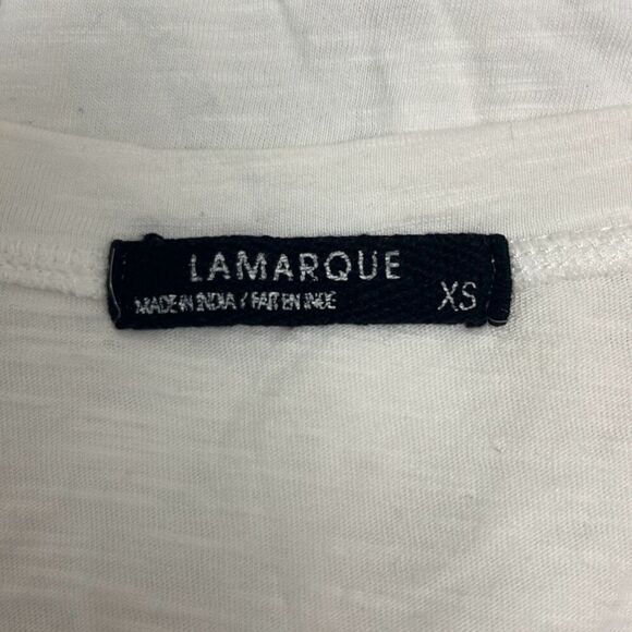 LaMarque Pullover Crewneck TShirt Cream Short Sleeve Scoop Neck Tie Front XS - Picture 6 of 9